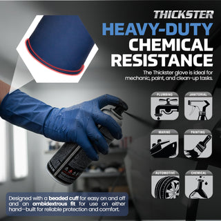 Thickster Powder-Free Exam Grade Latex Disposable Gloves. Size Medium. Blue, 14 mil Thickness, 12" Length. Fully Textured for Superior Grip. Single Use. Pack of 50. (6602-20)