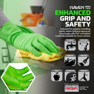 SAS Safety 66551 Derma-VUE Powder-Free Exam Grade 6 Mil Nitrile Gloves, Medium, Neon Green