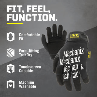 Mechanix Wear Original Work Gloves - Multi-Purpose Outdoor Work Gloves - Secure Fit - Durable & Machine Washable - Breathable & Comfortable - Large - Black
