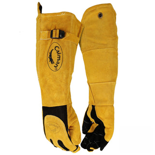 Caiman Premium Split Deerskin MIG/Stick Welding Gloves with Fleece/Foam Insulation, 21-inch length, Split Cowhide Leather Heat Shield Patch, Sock Lined Foam, Kevlar, Black/Gold, X-Large (1878-5)