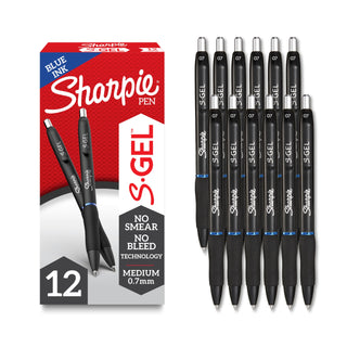 Sharpie S-Gel Pens, Medium Point (0.7mm), Blue Ink, 12 Count - Ideal for Writing, Journaling, Drawing, Coloring, Note-Taking, College Supplies