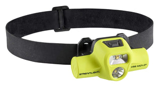 Streamlight 61460 USB HAZ-LO 250-Lumen Intrinsically Safe Headlamp with 120V AC Charging System, Elastic Head Strap, Rubber Hard Hat Strap, and 3M Dual Lock Fasteners, Yellow