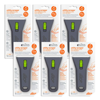10593-CS Auto-Retracting, Utility Scraper, Locking Ceramic Blade, Rust Free, Finger Friendly, Soft-Touch Comfort Grips Reduce Strain, 12 Pack