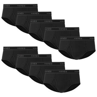 Hanes Men's Tagless Brief Underwear Pack, Mid-Rise Moisture-Wicking Black Briefs, 9-Pack