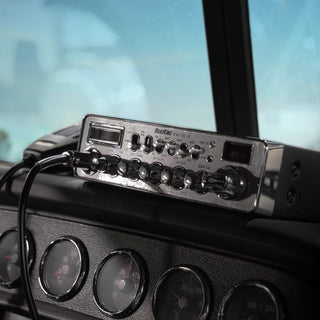 RoadKing RKCBFM Dual-Mode AM/FM CB Radio for Truckers Full 40 Channels Pro Emergency Channel CB with Noise-Cancelling Mic Large Display - Silver