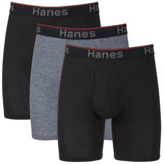 Hanes Total Support Pouch Men's Boxer Briefs Pack, Anti-Chafing, Moisture-Wicking Underwear, Odor Control (Reg or Long Leg)