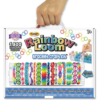 Rainbow Loom® Bracelet Craft Kit Features Carrying Case, 8 Bracelet Instructions, Bracelet Display Rack, 1800 Colorful Bands, Make Up to 72 Bracelets for Boys and Girls 7+