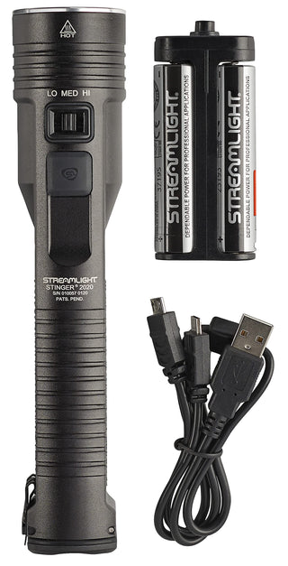 Streamlight 78100 Stinger 2020 2,000-Lumen 25,000-Candela High-Ouput LED Duty Flashlight, Light Only, Black