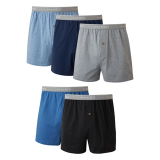 Hanes mens Exposed Waistband Knit - Multiple Packs Available boxer shorts, Assorted 5 Pack, Small US
