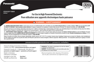 Panasonic CR2032 3.0 Volt Long Lasting Lithium Coin Cell Batteries in Child Resistant, Standards Based Packaging, 10 Pack