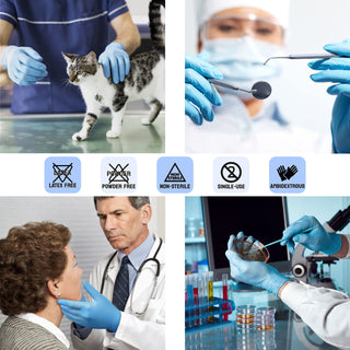 Safe Health Nitrile Exam Gloves – Extra Large, Latex-Free, Powder-Free, Case of 900, 3.5 mil Blue Disposable Gloves, Textured Fingertips – Medical Grade, Food, Cleaning, Tattoo Use