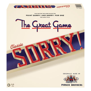 Classic Sorry with Retro Artwork and Components by Winning Moves Games USA, a Family Favorite for Almost 100 Years, for 1-4 Players, Ages 6+
