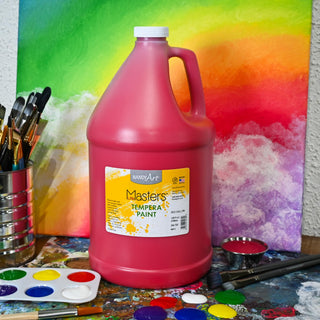 Handy Art Little Masters Tempera Paint, Red, Gallon 128 oz Bottle, Bright & Mixable, High Opacity, Washable Colors for Classroom, Students, Kids, Young Artists, Safe & Non-Toxic, Made in USA