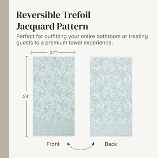 Modern Threads Botanical Vine 6-Piece 100% Cotton Towel Set – Reversible Yarn Dyed Jacquard – Includes 2 Bath Towels, 2 Hand Towels, 2 Washcloths – Absorbent, Quick Dry, Soft & Durable – Sage Green