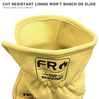 Youngstown Glove Leather Ground Utility Gloves for Men - Kevlar Lined - Cut, Puncture, Flame Resistant, Arc Rated, - Tan, Large