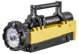 Streamlight 45670 Portable Scene Light 10,000-Lumen Portable and Collapsible Flood Light with Heavy-Duty Shoulder Strap, 120V AC Charger, 12V DC Cord and 6-Foot Extension Pole, Yellow