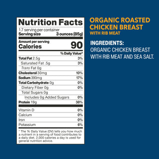 Wild Planet Organic Roasted Chicken Breast With Rib Meat, Skinless and Boneless, Sea Salt, Free Range, Non-GMO, Gluten Free, Keto and Paleo, 5 Ounce (Pack of 12), Packaging May Vary