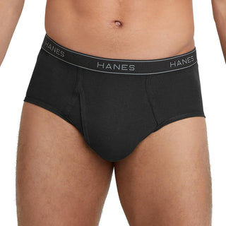 Hanes Men's Tagless Brief Underwear Pack, Mid-Rise Moisture-Wicking Black Briefs, 9-Pack