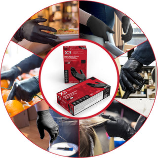 AMMEX X3 Black Nitrile Gloves for cooking Food Prep, Disposable, Latex Free, 3 Mil, Powder-Free, Lightly Textured