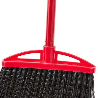 Amazon Basics Angle Broom With Metal Handle for Floor Cleaning and Sweeping, 11 inches Wide, 6-Pack, Black & Red