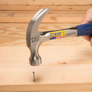 ESTWING Hammer - 12 oz USA Made Curved Claw Hammer with Smooth Face & Shock Reduction Grip - E3-12C