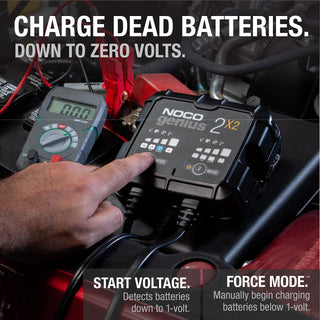 NOCO GENIUS2X2: 4A 2-Bank Smart Battery Charger (2A/Bank) - 6V/12V Automatic Maintainer, Trickle Charger & Desulfator with Overcharge Protection & Temperature Compensation – for Lead-Acid & Lithium