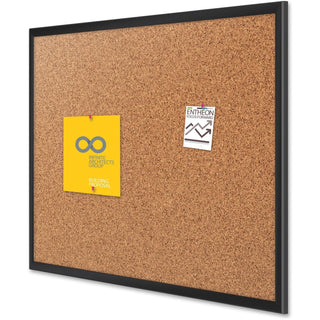 Quartet Cork Bulletin Board 48"W x 36"H Pin Board, Black Aluminum Frame (2304B)