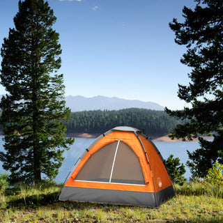 2-Person Camping Tent - Includes Rain Fly and Carrying Bag - Lightweight Compact Outdoor Tent for Backpacking, Hiking, or Beaches by Wakeman (Orange)