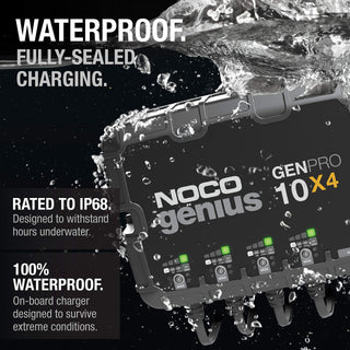 NOCO Genius GENPRO10X4: 4-Bank, 40A Onboard Battery Charger - 10A Per Bank, 12V Waterproof Marine Charger with Overcharge Protection & Temperature Compensation – for Lead-Acid & Lithium Batteries