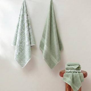 Modern Threads Botanical Vine 6-Piece 100% Cotton Towel Set – Reversible Yarn Dyed Jacquard – Includes 2 Bath Towels, 2 Hand Towels, 2 Washcloths – Absorbent, Quick Dry, Soft & Durable – Sage Green