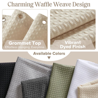 Madison Park Shower Curtain Waffle Weave, Vibrant Dyed, Waffle Shower Curtain 3M Scotchgard Moisture Management, Farmhouse Shower Curtains for Bathroom, Standard: 72x72 Beige
