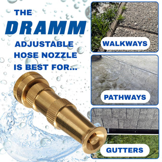 Dramm Heavy Duty Brass Jet Spray Hose Nozzle – High Pressure Garden Hose Attachment for Cleaning Patios, Walkways & Gutters