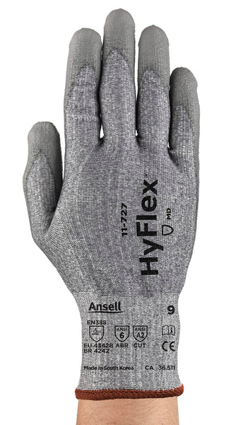 Ansell HYFLEX 11-727 Cut Resistant Nylon/Spandex Industrial Work Gloves for Machinery, Auto Mechanics, Warehousing - Small (7), Grey (12 Pairs)