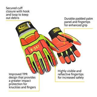 Ansell Ringers Gloves R-347 Rescue Glove, Protection in High Intensity Jobs - First Responders, Rescue, Extrication, Hi-Vis, Small