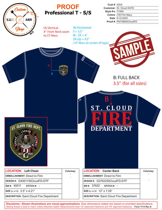 CUSTOM - ST. CLOUD FD - STATION 2 - SHORT OR LONG SLEEVE - FIRE NAVY
