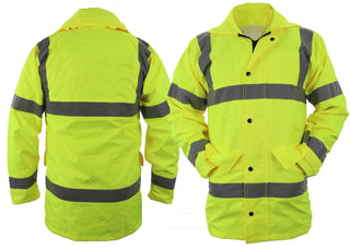 HIGH VISIBILITY RAINCOAT WITH REFLECTIVE STRIPES (LIME GREEN)