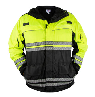 FIRST CLASS HIGH VISIBILITY PARKA WITH REFLECTIVE STRIPING