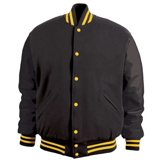 5000-101 - AMERICA'S FINEST WOOL & LEATHER VARSITY JACKET - 101 - BLACK/ATH. GOLD