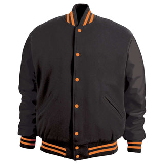 5000-107 - AMERICA'S FINEST WOOL & LEATHER VARSITY JACKET - 107 - BLACK/ORANGE