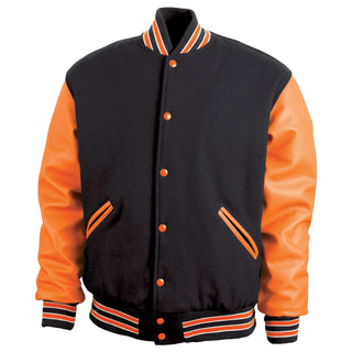 5000-108 - AMERICA'S FINEST WOOL & LEATHER VARSITY JACKET - 108 - BLACK/ORANGE/WHITE