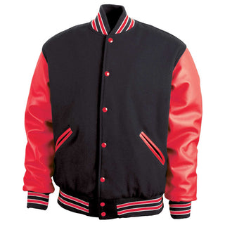 5000-118 - AMERICA'S FINEST WOOL & LEATHER VARSITY JACKET - 118 - BLACK/RED/WHITE (RED SLEEVES)