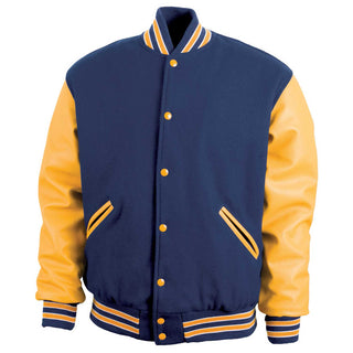 5000-404 - AMERICA'S FINEST WOOL & LEATHER VARSITY JACKET - 404 - DARK NAVY/ATH. GOLD/WHITE