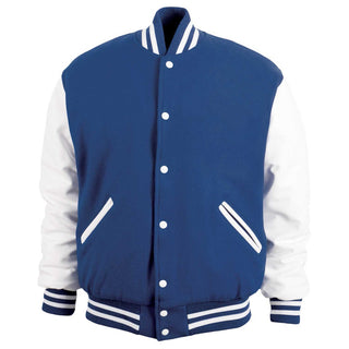 5000-416 - AMERICA'S FINEST WOOL & LEATHER VARSITY JACKET - 416 - LIGHT NAVY/WHITE