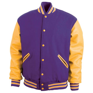 5000-505 - AMERICA'S FINEST WOOL & LEATHER VARSITY JACKET - 505 - PURPLE/WHITE