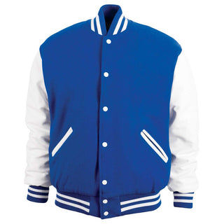 5000-709 AMERICA'S FINEST WOOL & LEATHER VARSITY JACKET - 709 - LIGHT ROYAL/WHITE