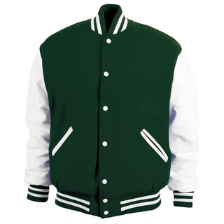 5200-206 - AMERICA'S FINEST WOOL & VINYL VARSITY JACKET - 206 - DARK GREEN/WHITE