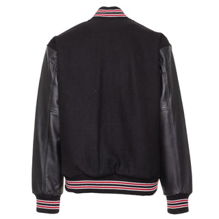 5000-117 - AMERICA'S FINEST WOOL & LEATHER VARSITY JACKET - 117 - BLACK/RED/WHITE (BLACK SLEEVES)