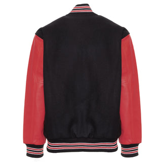 5000-118 - AMERICA'S FINEST WOOL & LEATHER VARSITY JACKET - 118 - BLACK/RED/WHITE (RED SLEEVES)