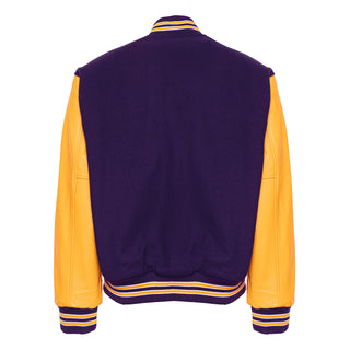 5000-503 - AMERICA'S FINEST WOOL & LEATHER VARSITY JACKET - 503 - PURPLE/ATH. GOLD/WHITE