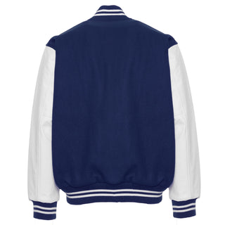 5000-708- AMERICA'S FINEST WOOL & LEATHER VARSITY JACKET - 708 - DARK ROYAL/WHITE